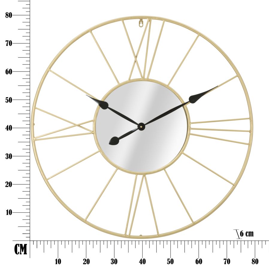 Wandklok Glam Stick Spiegelglas Metaal Goud 80 cm