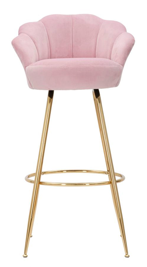 Barkruk Vienna Rosa Roze Velvet Gouden Poten 55x110 cm