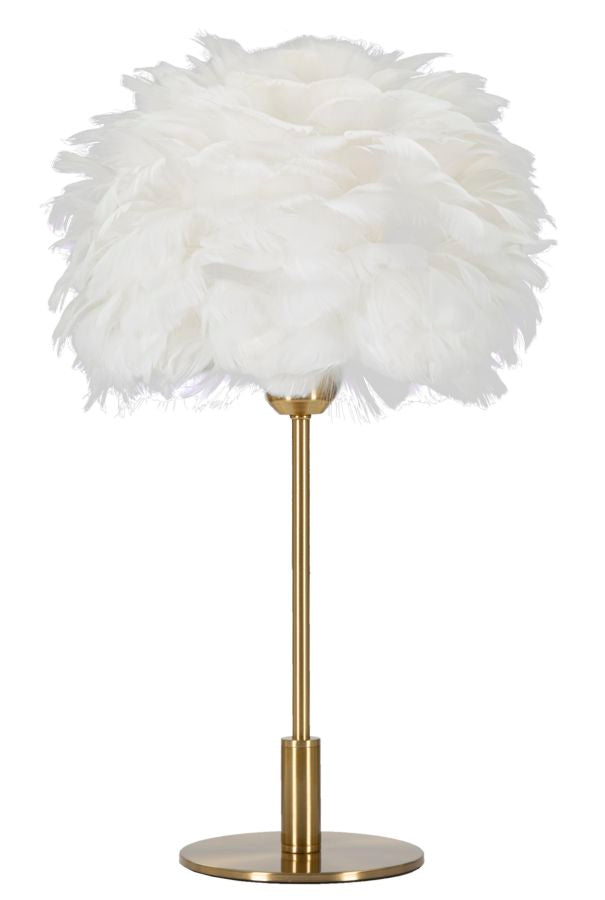 Tafellamp Ball Feather Goud Witte Veren Ø 30x50 cm