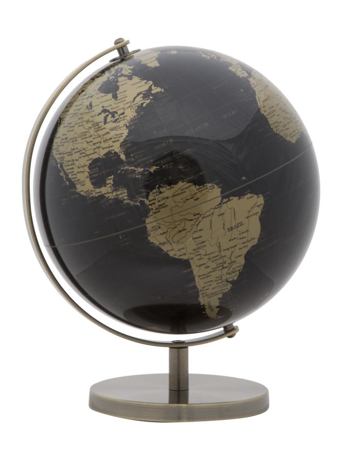 Wanderlust Globe Zwart Brons