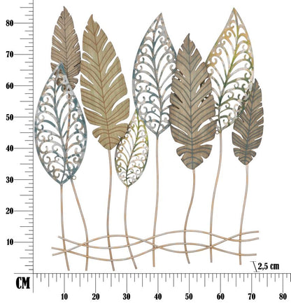 Leafy Charm Wanddecoratie Metaal Hout, 75x87 cm