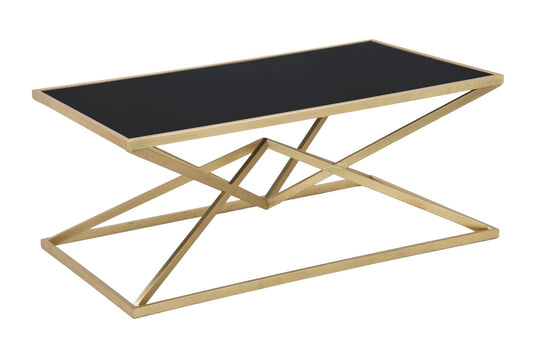 Salontafel Pyramid Goud Gehard Zwart Glas 110x60x45 cm