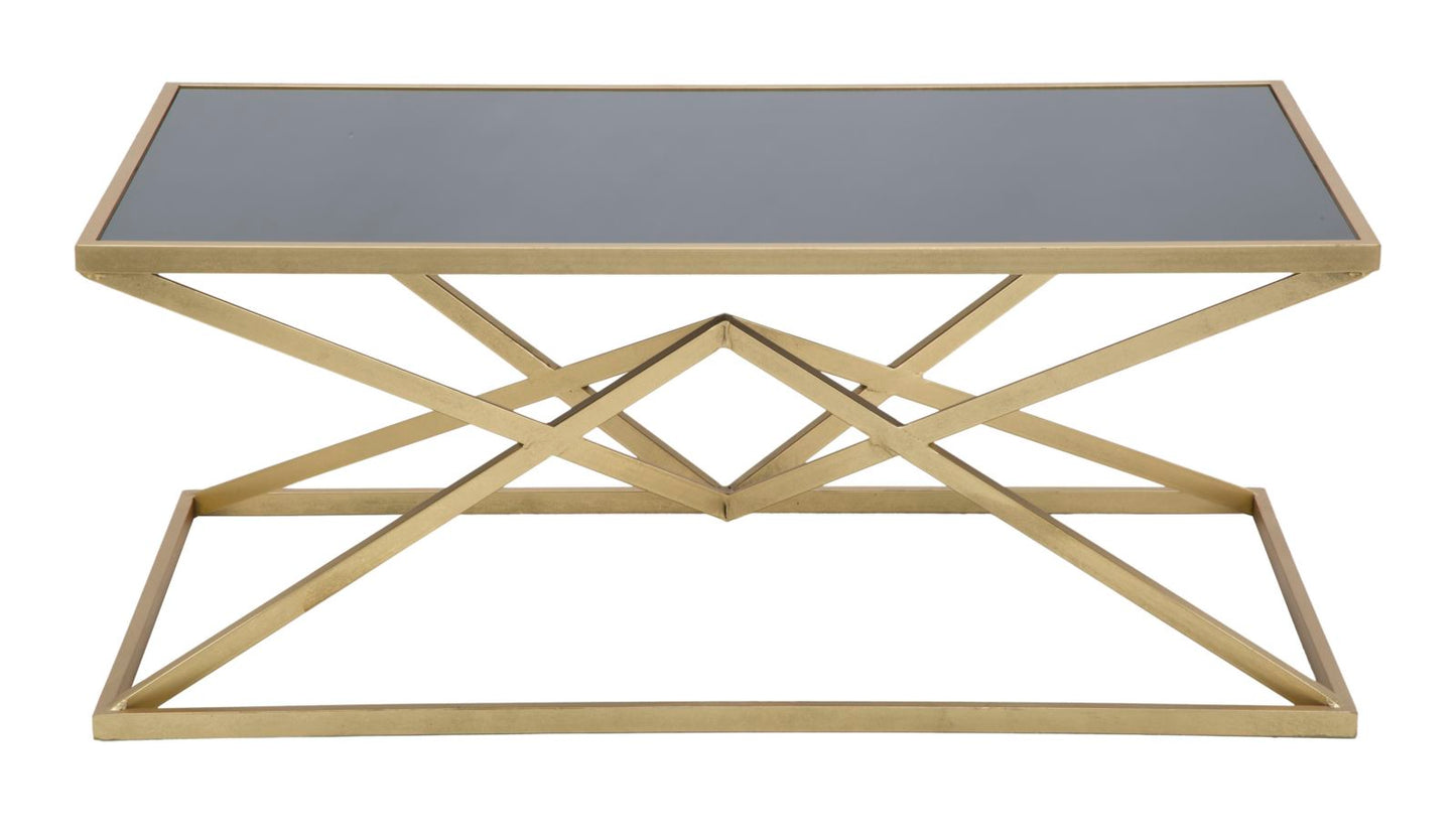 Salontafel Pyramid Goud Gehard Zwart Glas 110x60x45 cm