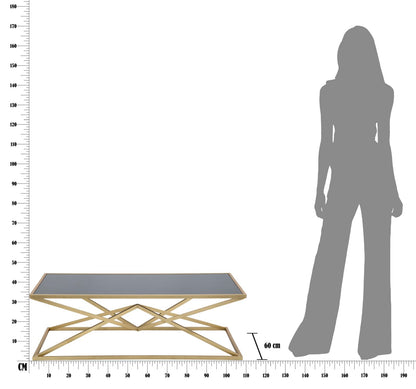 Salontafel Pyramid Goud Gehard Zwart Glas 110x60x45 cm