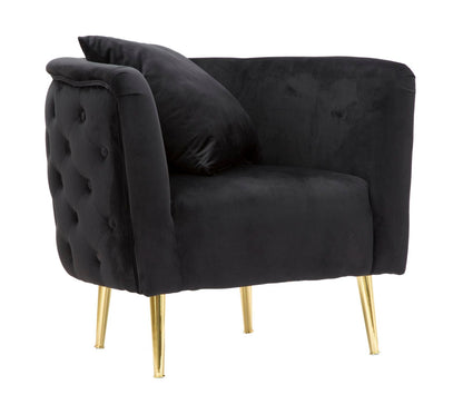 Fauteuil Bucarest Zwart Fluweel Goud Metaal 76x74x71 cm