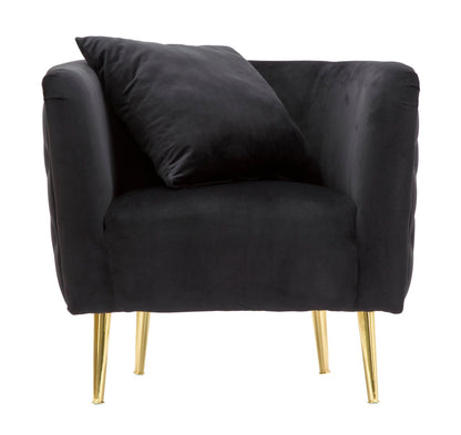 Fauteuil Bucarest Zwart Fluweel Goud Metaal 76x74x71 cm