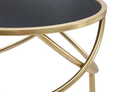 Golden Eclipse Bijzettafel Zwart Goud Glas