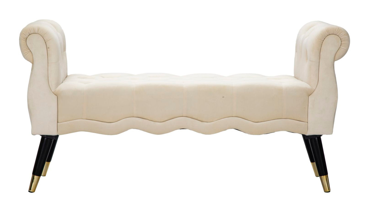 Bank Paris Beige Goud Fluweel 120x40x60 cm