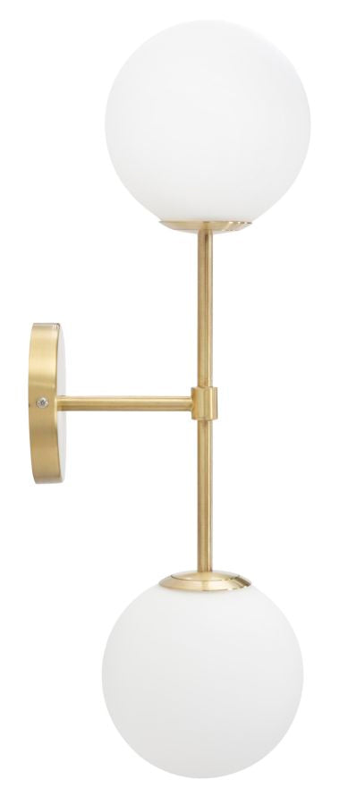 Glamour Gouden Wandlamp Metaal 2 Witte Glazen Bollen