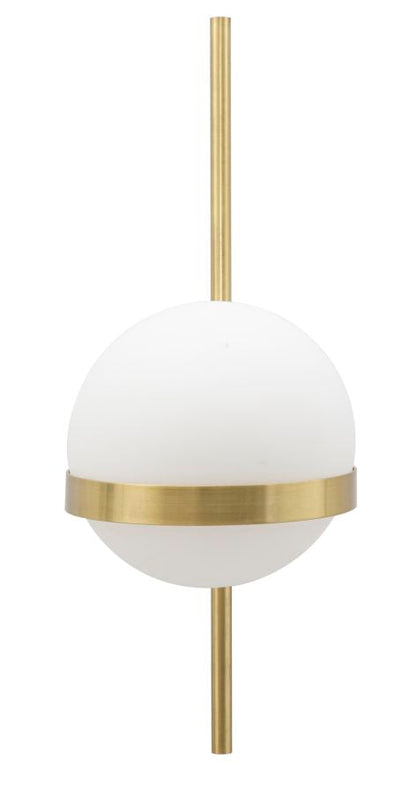 Wandlamp Glamy Circle Goud Metaal Witte Glazen Bol Ø 15x20x40 cm