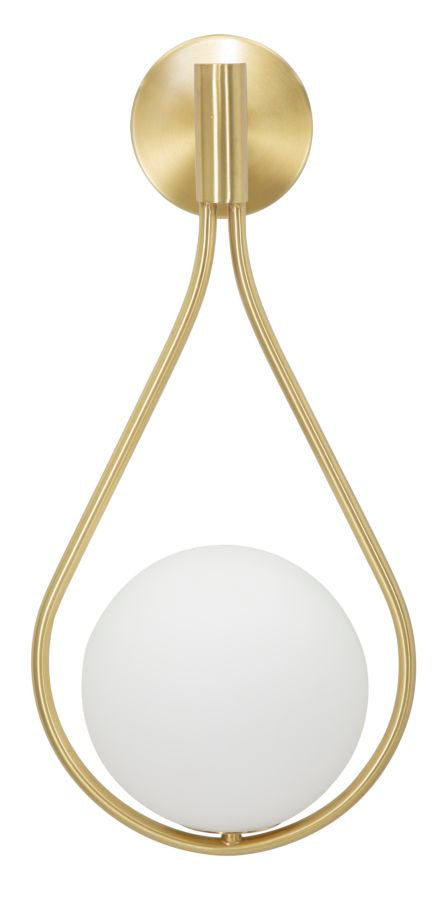 Wandlamp Glamy Drop Goud Metaal Wit Glas bol 24x20x52 cm