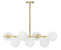 Hanglamp Glamy Luci Goud 7 Witte Glazen Bollen 81x30x74 cm