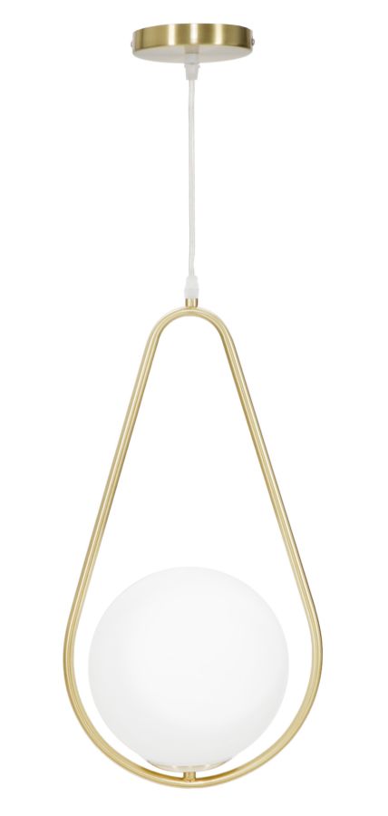 Hanglamp Glamy Drop Goud Witte Glasbol 24x20x46 cm