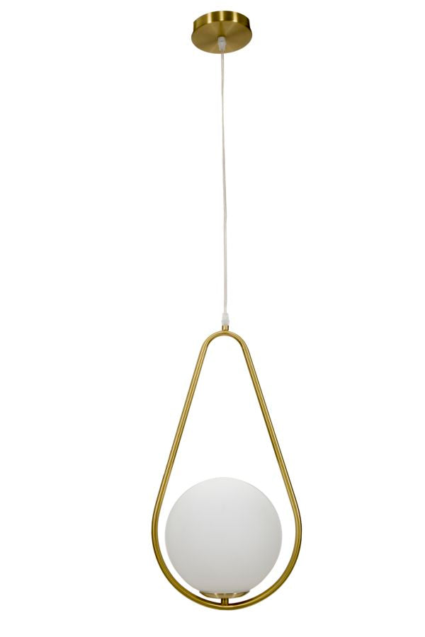 Hanglamp Glamy Drop Goud Witte Glasbol 24x20x46 cm