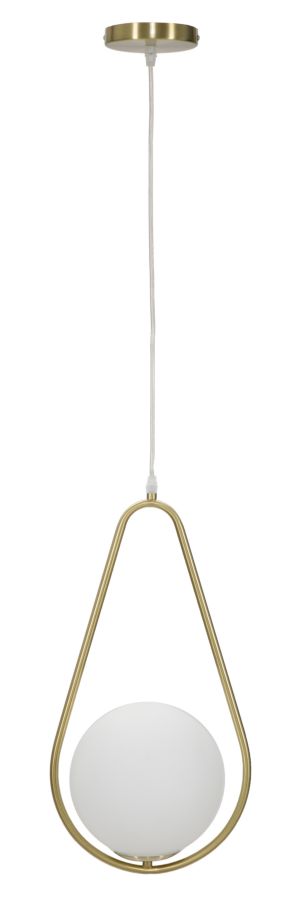 Hanglamp Glamy Drop Goud Witte Glasbol 24x20x46 cm