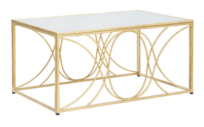 Salontafel Exy Goud Metaal Spiegelglas 90x60x45 cm