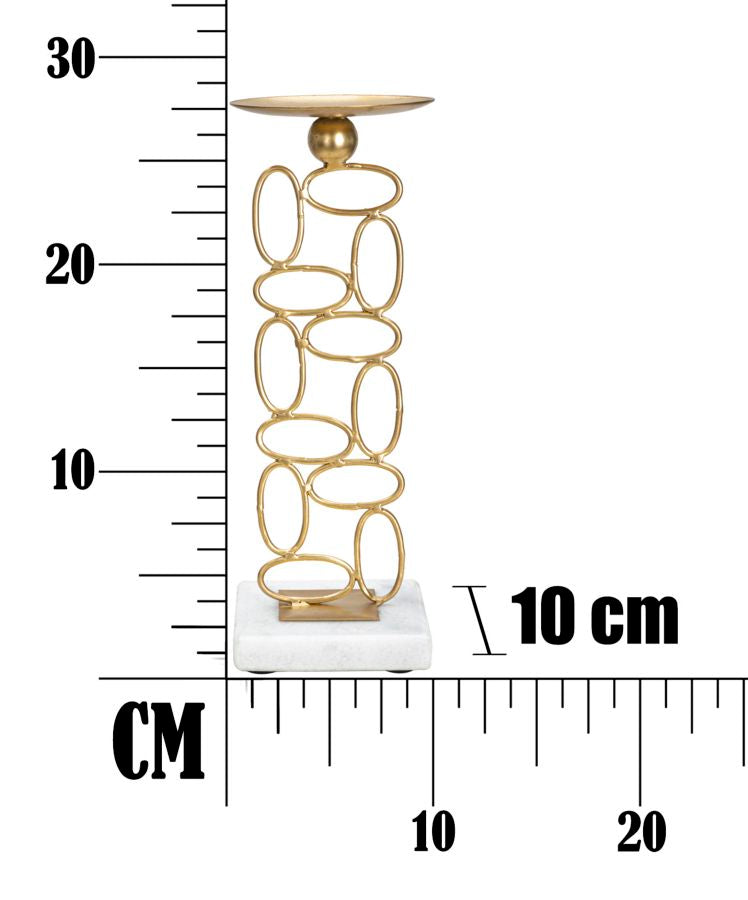 Kaarsenhouder Bubbles Goud Metaal Wit Marmer 10x27 cm