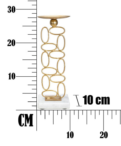 Kaarsenhouder Bubbles Goud Metaal Wit Marmer 10x27 cm
