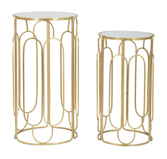 Chic Duo Set Bijzettafels Goud Spiegelglas