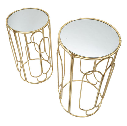 Chic Duo Set Bijzettafels Goud Spiegelglas