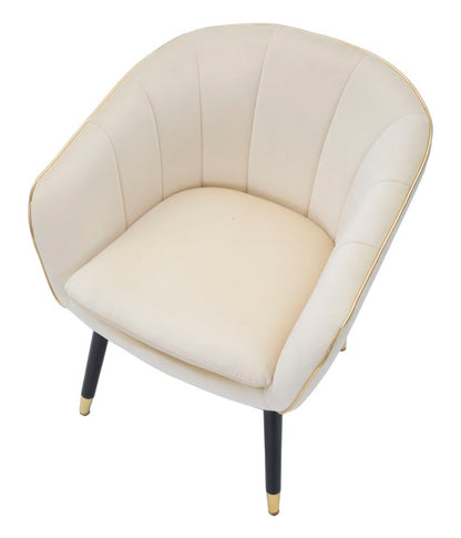 Fauteuil Paris Crème/Goud Stof Zwarte Houten Poten