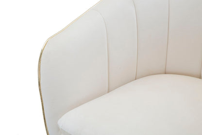 Fauteuil Paris Crème/Goud Stof Zwarte Houten Poten