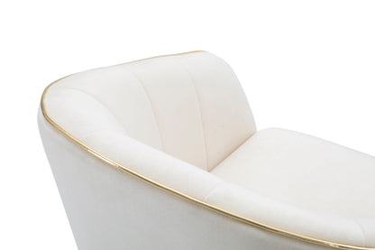 Fauteuil Paris Crème/Goud Stof Zwarte Houten Poten