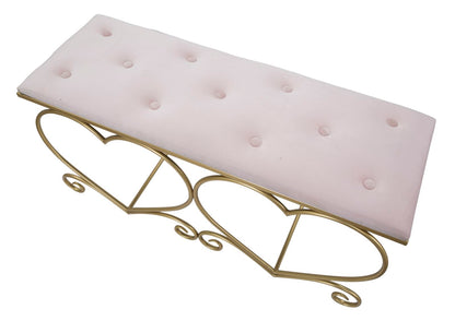 Bankje Heart Rosa Goud Roze Velvet 105x37,5x51,5 cm