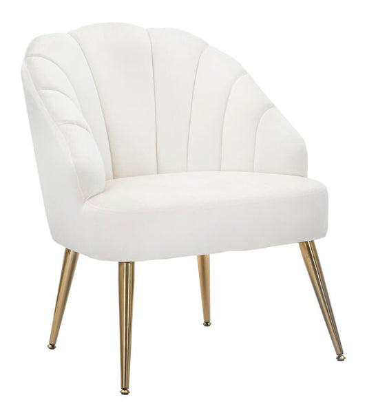 Fauteuil Shell Crème Fluweel Goud 65x69x84 cm