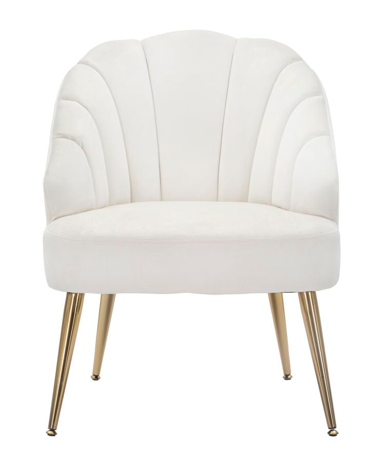 Fauteuil Shell Crème Fluweel Goud 65x69x84 cm