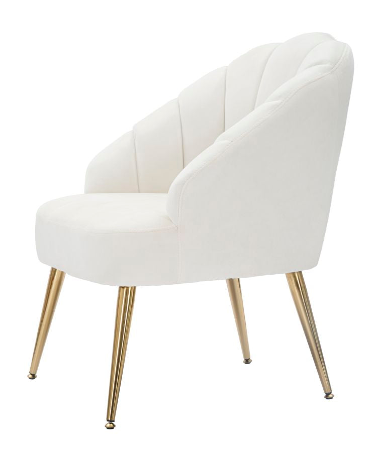 Fauteuil Shell Crème Fluweel Goud 65x69x84 cm