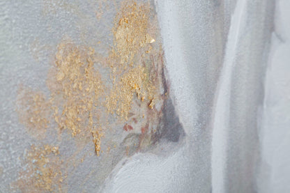 Luminous Serenity: Handgemaakt Schilderij Wit Goud