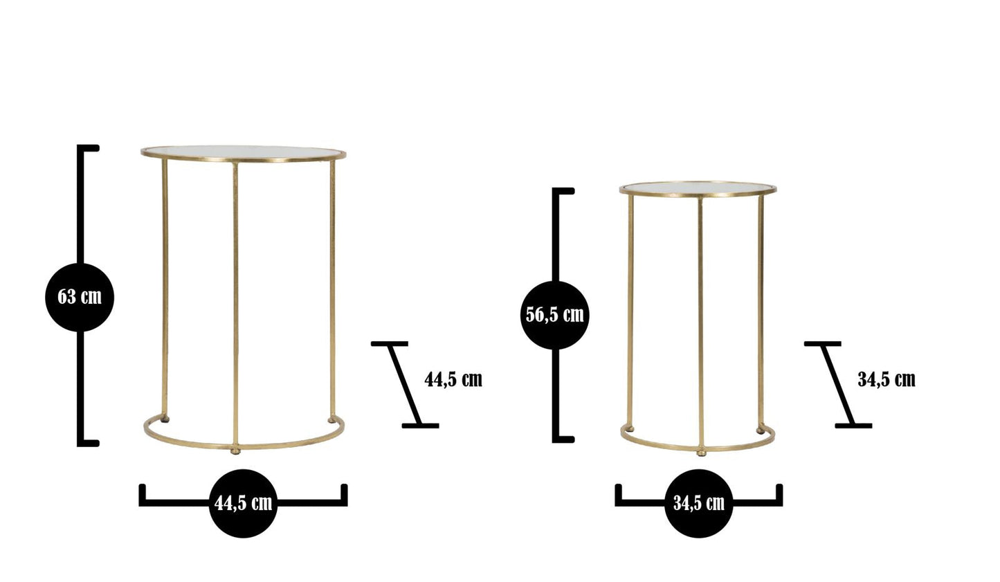 Radiant Essence Gouden Bijzettafel Set Glas