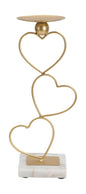 Elegant Hearts Kandelaar Goud Metaal Marmer 15x32 cm