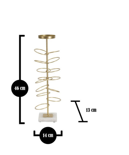 Rings Kandelaar Goud Metaal Marmer 14x46 cm