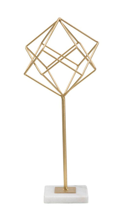 Golden Geometric Elegance Marmer Metaal 41,5 cm