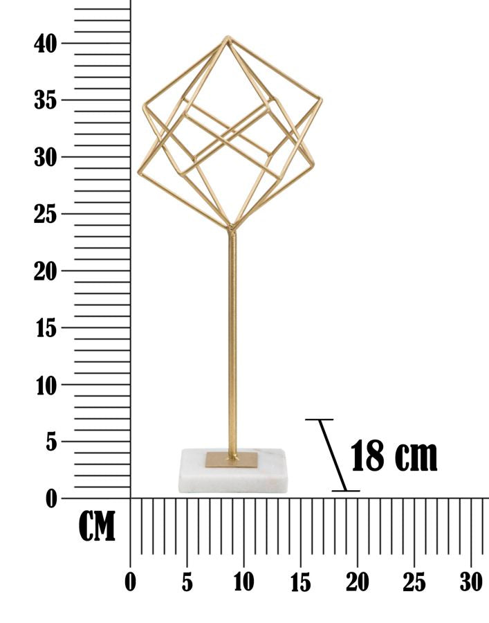 Golden Geometric Elegance Marmer Metaal 41,5 cm