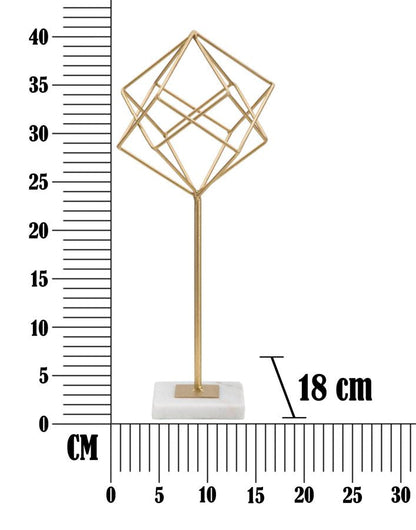 Golden Geometric Elegance Marmer Metaal 41,5 cm