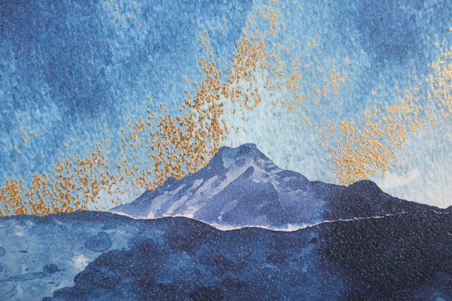 "Mountain Serenity" Schilderij Canvas Blauw Goud