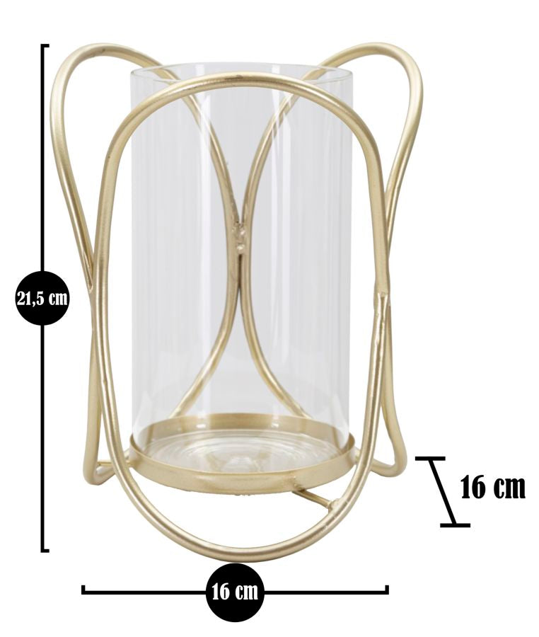 Glox Gold Kandelaar Goud Metaal Glas 16x22 cm