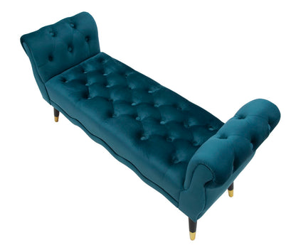 Bank paris teal/goud fluweel 120x40x60 cm