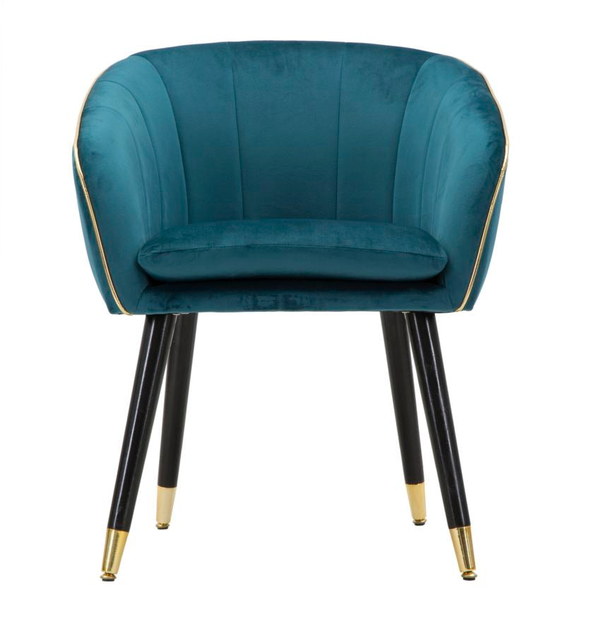 Fauteuil Paris Teal/Goud Stof Zwart Hout