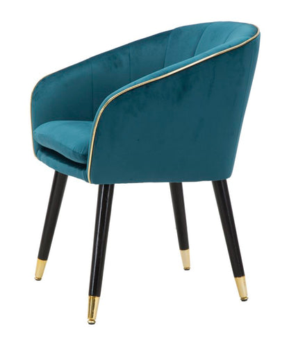 Fauteuil Paris Teal/Goud Stof Zwart Hout