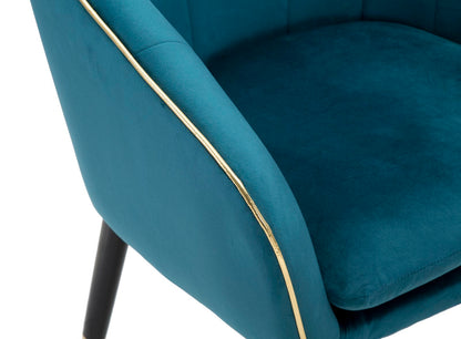 Fauteuil Paris Teal/Goud Stof Zwart Hout