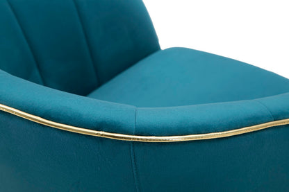 Fauteuil Paris Teal/Goud Stof Zwart Hout