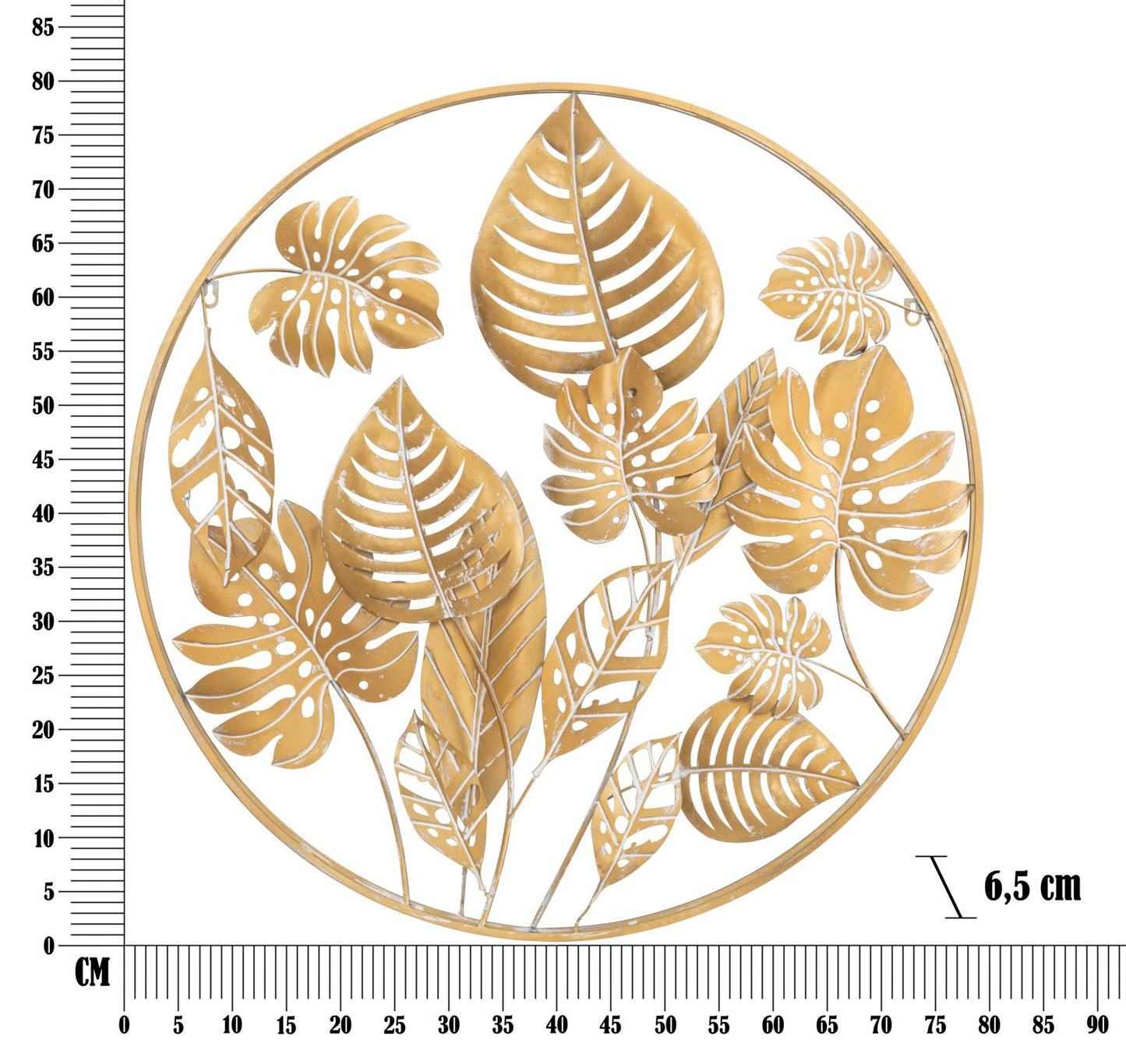 Jungle Ronde Wanddecoratie Goud Metaal 80 cm