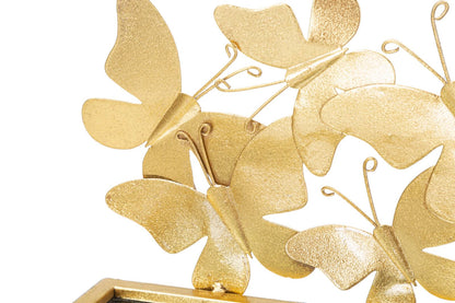 Wandplanken Butterflies Gouden Metaal Spiegelglas Set van 2