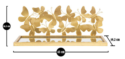 Wandplanken Butterflies Gouden Metaal Spiegelglas Set van 2