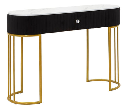 Sidetable Montpellier Zwart Stof Goud Metaal Marmer