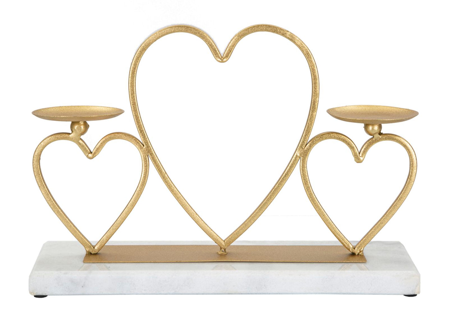 Hearts Kaarshouder Goud Metaal Marmer 30x20 cm